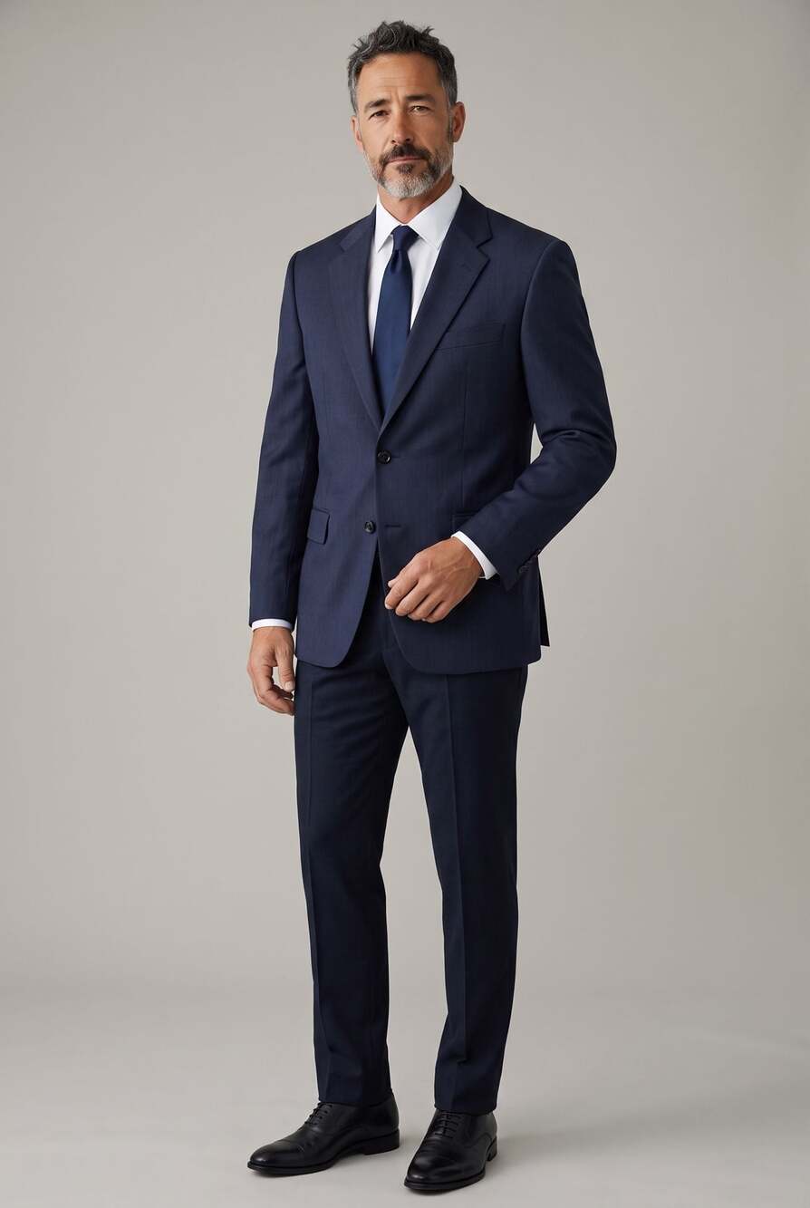 Hickey Freeman Men's Navy Blue Pinstripe Wool Suit Jacket